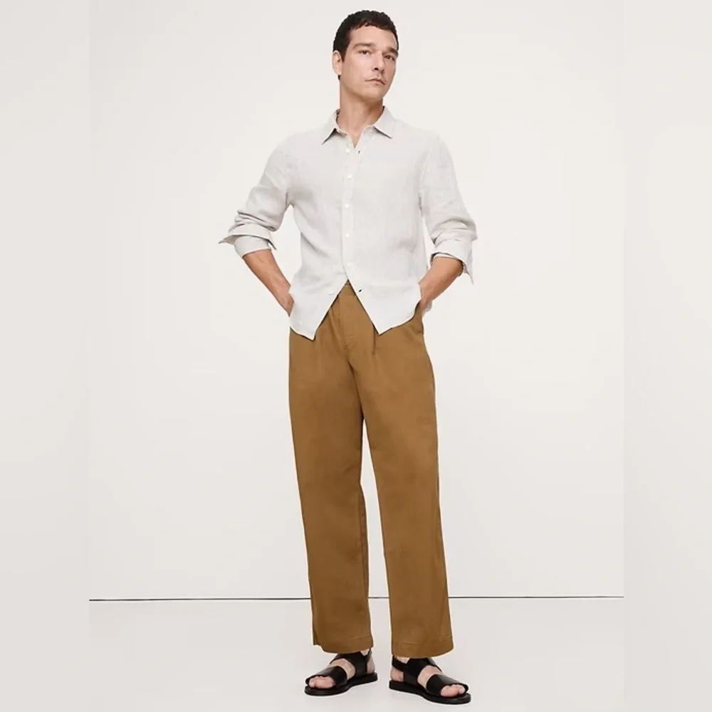 NWT! Banana Republic Brown Loose Lightweight Cotton Pull-on Pant - Large 🩷